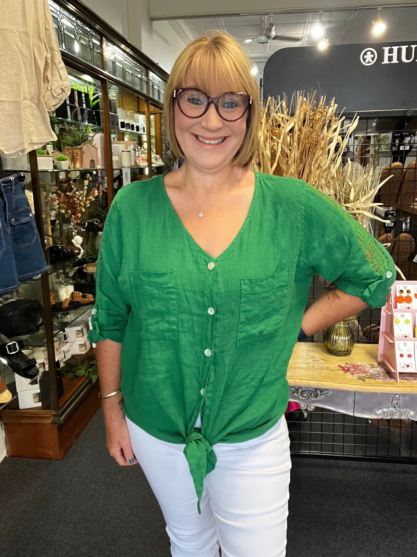 Italian Linen Top - Green