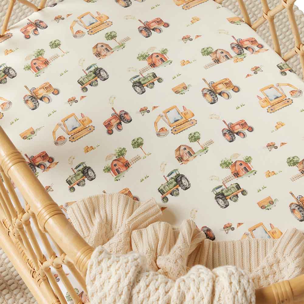 Snuggle Hunny Fitted Bassinet Sheet/Change Pad Cover - Diggers