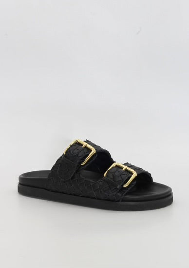 Human Premium Leather Blair Slides - Black