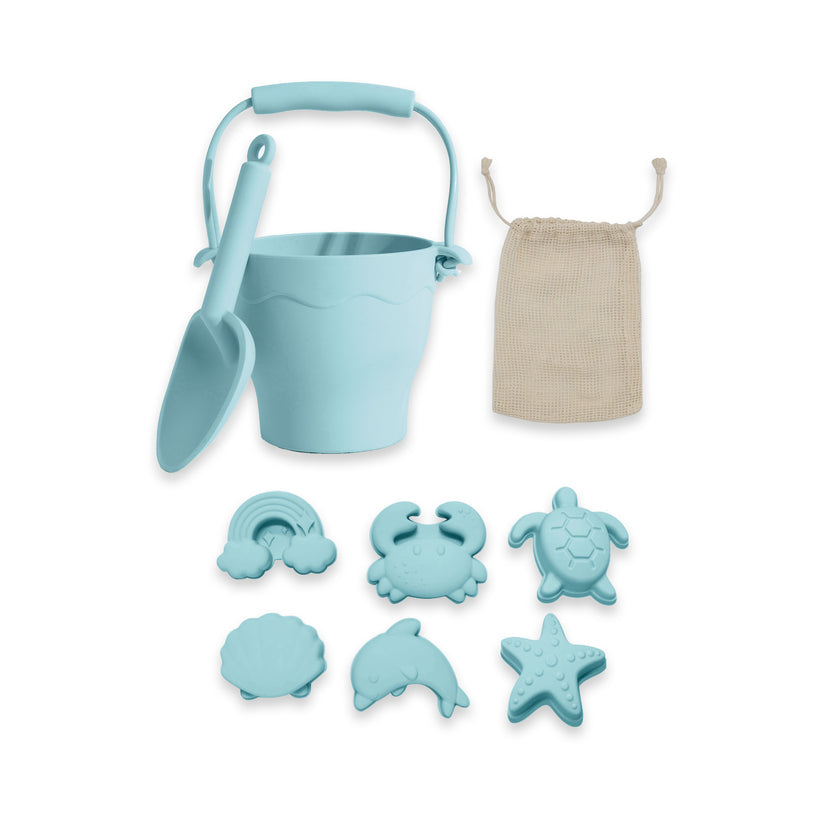 Silicone 8PC Bucket & Spade Set - Light Blue