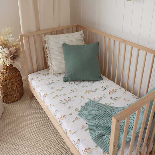 Fitted Cot Sheet - Duck Pond