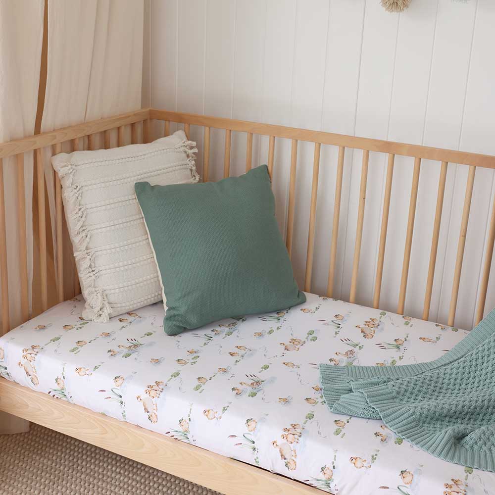 Fitted Cot Sheet - Duck Pond