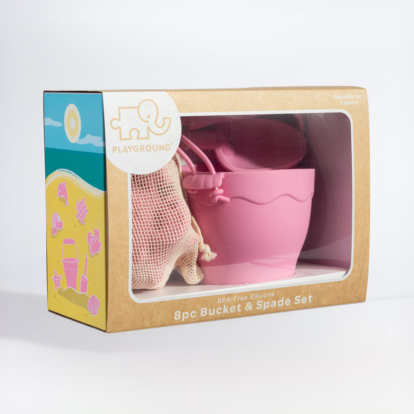 Silicone 8PC Bucket & Spade Set - Pink