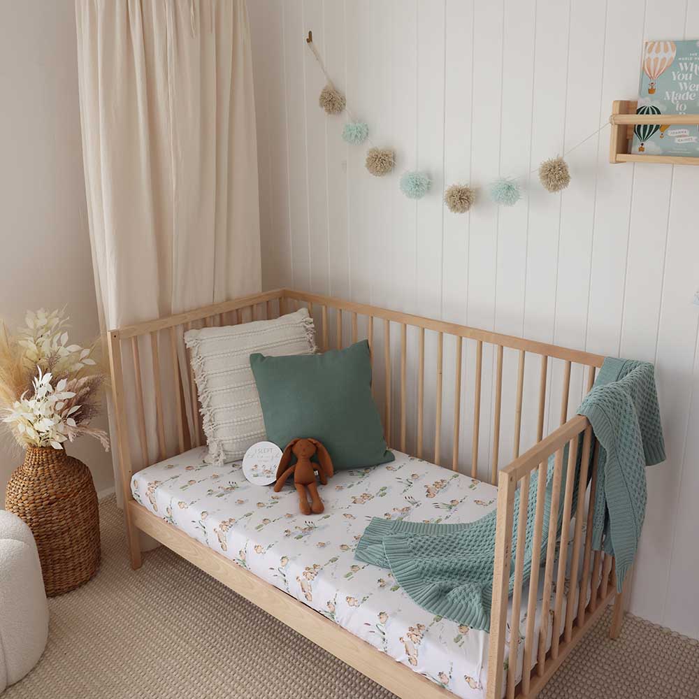 Fitted Cot Sheet - Duck Pond