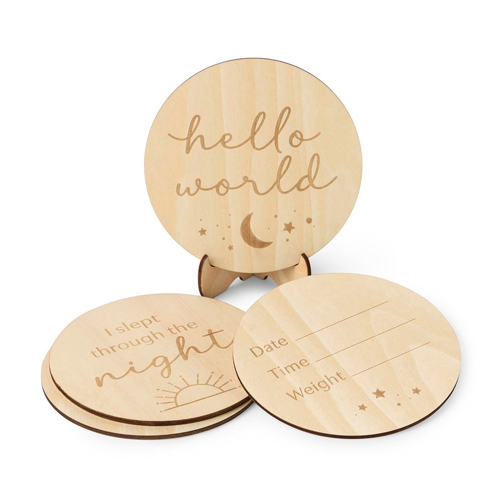 Wooden Milestone Cards - Sun & Moon