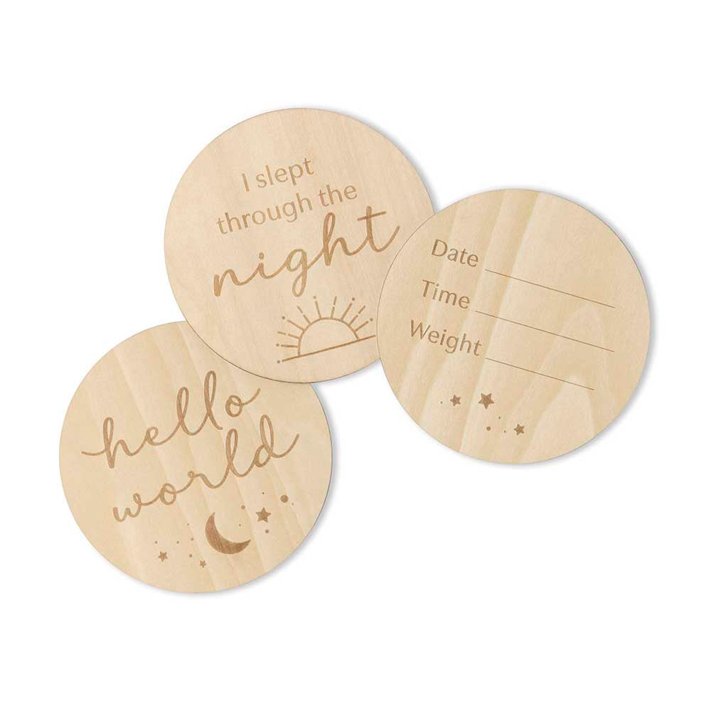 Wooden Milestone Cards - Sun & Moon