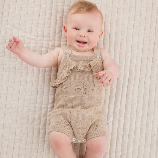 Pointelle Knit Romper - Neutral