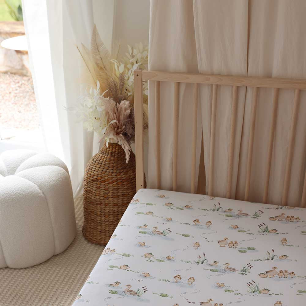 Fitted Cot Sheet - Duck Pond