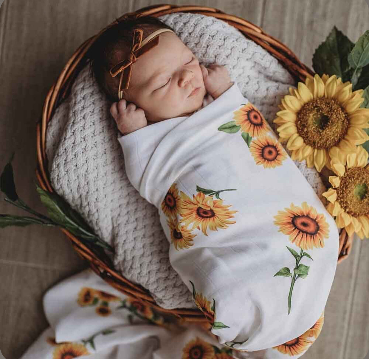 Organic Cotton Muslin Wrap - Sunflower