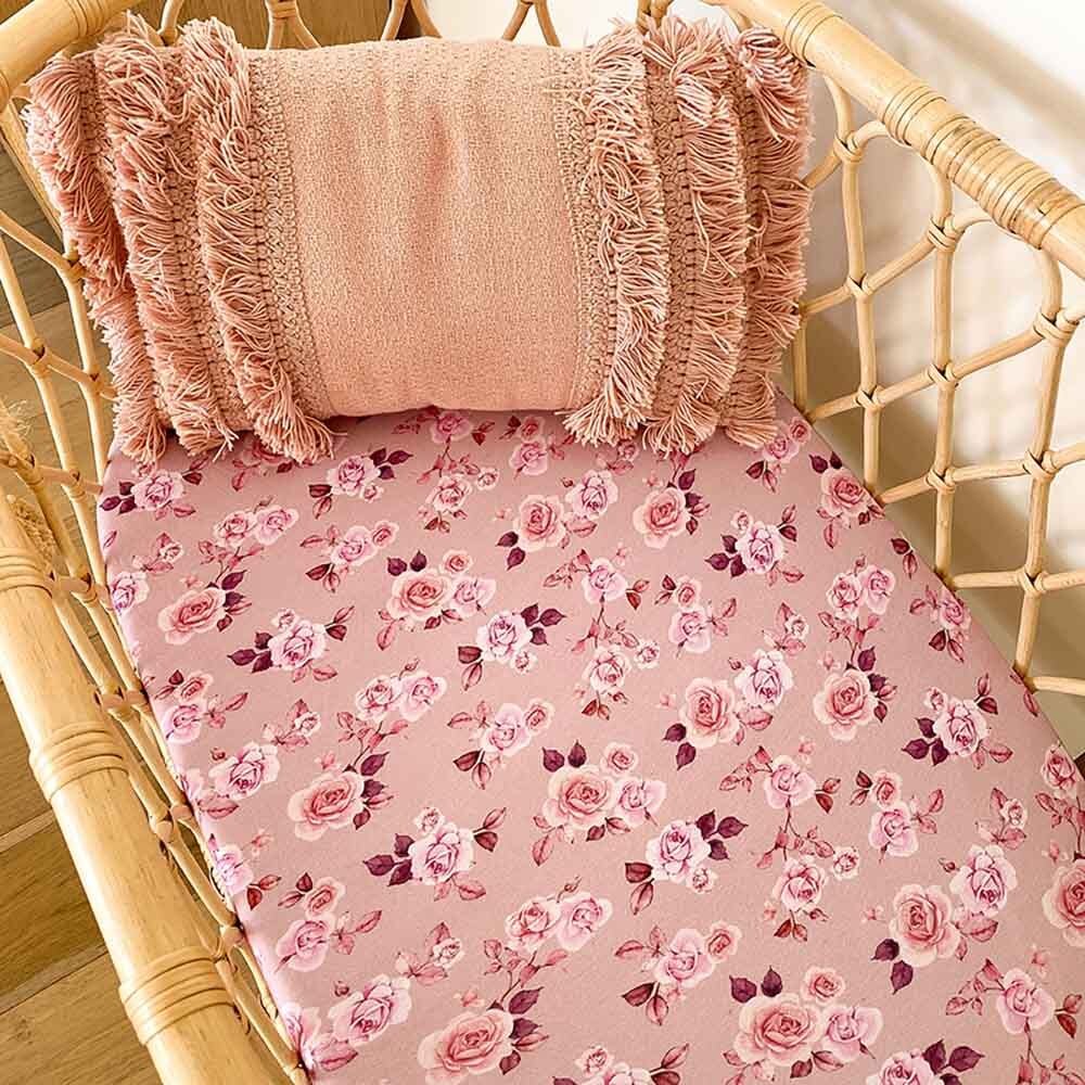 Snuggle Hunny Fitted Bassinet Sheet/Change Pad Cover - Blossom